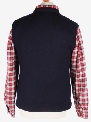 Sleeveless Jumper V Neck Cardigan Waiscoat Vintage Size S Navy -IL2592-164310