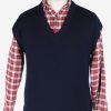 Sleeveless Jumper Sweater Vest Pullover Vintage Size L Navy -IL2596-0