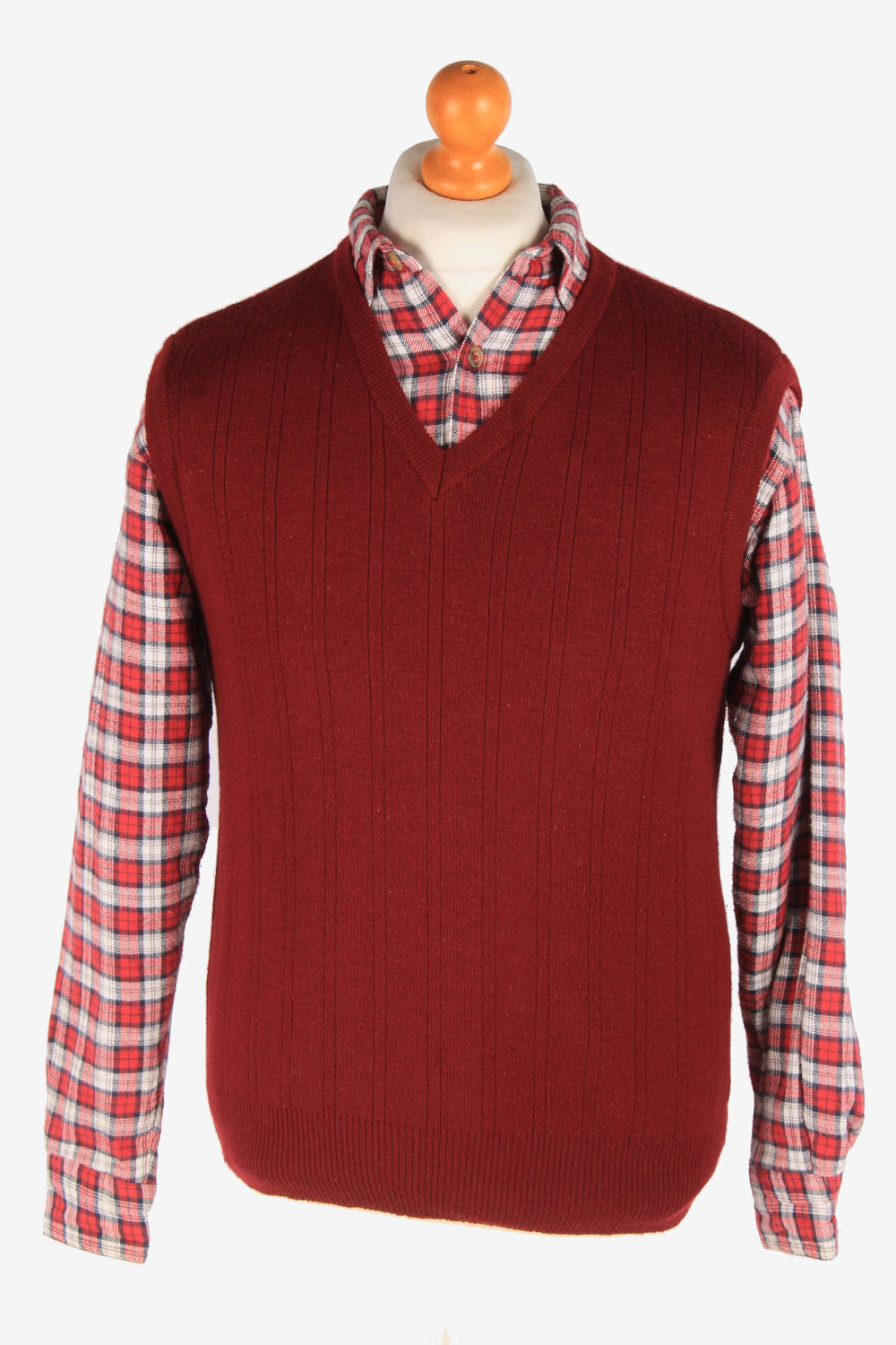 Sleeveless Jumper Sweater Vest Pullover 90s Maroon L Pepper