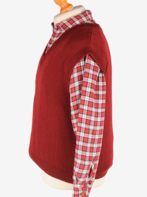 Men's Sleeveless Jumper Gilet Cardigan Vintage Size M Maroon -IL2606-164365