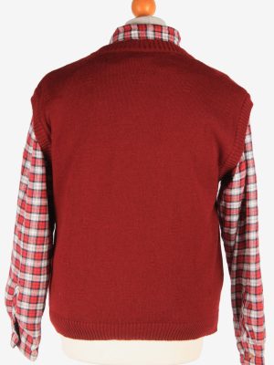 Men's Sleeveless Jumper Gilet Cardigan Vintage Size M Maroon -IL2606-164366