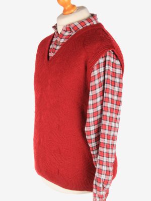 Men's Sleeveless Jumper Gilet Cardigan Vintage Size M Burgundy -IL2609-164377