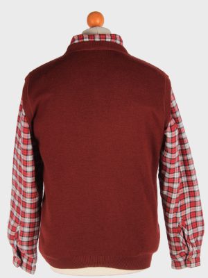Men's Sleeveless Jumper Gilet Cardigan Vintage Size L Burgundy -IL2611-164386