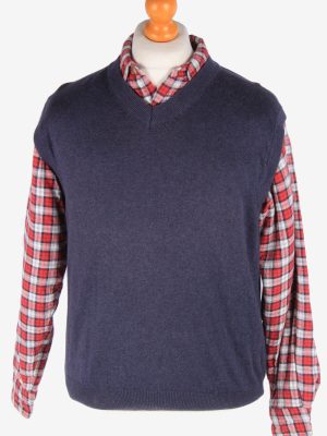 Sleeveless Jumper Sweater Vest Pullover Vintage Size L Navy -IL2635-164480