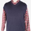 Sleeveless Jumper Sweater Vest Pullover Vintage Size L Navy -IL2635-0