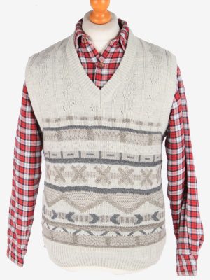 Sleeveless Jumper Sweater Vest Pullover Vintage Size M Grey -IL2642-164508