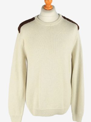 Chaps Crew Neck Jumper Patch Pullover Vintage Size L Beige -IL2456-0