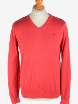 Tommy Hilfiger V Neck Jumper Pullover Vintage Size M Pink -IL2493-0