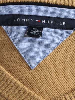 Tommy Hilfiger V Neck Jumper Pullover Vintage Size XXL Coffee -IL2496-161398