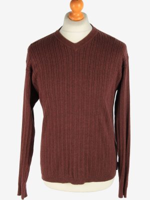 Chaps V Neck Jumper Pullover Vintage Size M Maroon -IL2497-0