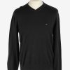 Tommy Hilfiger V Neck Jumper Pullover Vintage Size S Black -IL2498-0