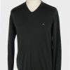 Tommy Hilfiger V Neck Jumper Pullover Vintage Size M Black -IL2501-0