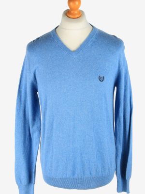 Chaps V Neck Jumper Pullover Vintage Size M Light Blue -IL2508-0