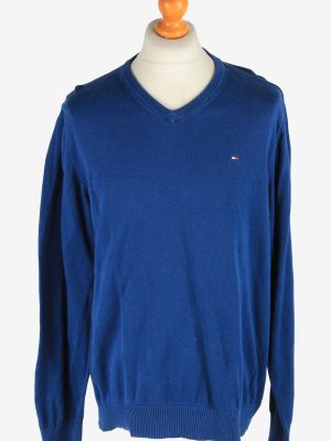 Tommy Hilfiger V Neck Jumper Pullover Vintage Size XL Dark Blue -IL2511-0
