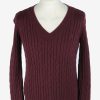 Chaps V Neck Jumper Pullover Vintage Size L Maroon -IL2518-0