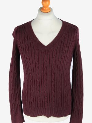 Chaps V Neck Jumper Pullover Vintage Size L Maroon -IL2518-0