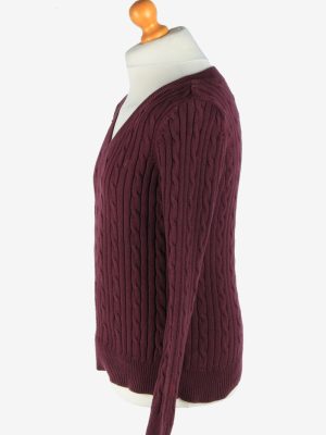 Chaps V Neck Jumper Pullover Vintage Size L Maroon -IL2518-161484