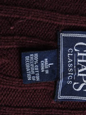 Chaps V Neck Jumper Pullover Vintage Size L Maroon -IL2518-161486