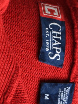Chaps Button Neck Jumper Pullover Vintage Size M Red -IL2535-162265