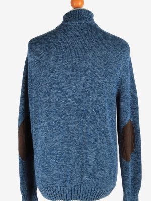 Chaps Button Neck Jumper Pullover Elbow Patch Vintage Size L Dark Blue -IL2537-162272