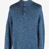 Chaps Button Neck Jumper Pullover Elbow Patch Vintage Size L Dark Blue -IL2537-0