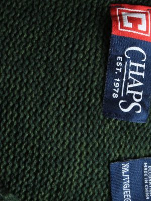 Chaps Button Neck Jumper Pullover Elbow Patch Vintage Size XXL Dark Green -IL2538-162277