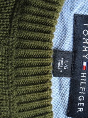 Tommy Hilfiger Crew Neck Jumper Pullover Vintage Size L Dark Green -IL2542-162293
