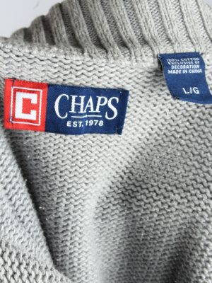 Chaps Zip Neck Jumper Pullover Vintage Size L Grey -IL2395-160992