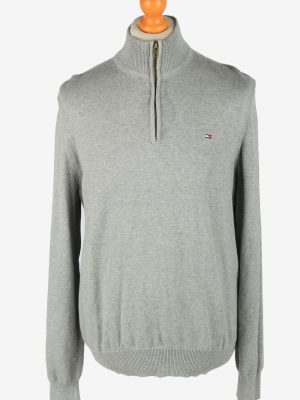 Tommy Hilfiger Zip Neck Jumper Pullover Vintage Size L Grey -IL2396-0