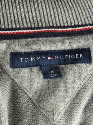 Tommy Hilfiger Zip Neck Jumper Pullover Vintage Size L Grey -IL2396-160996