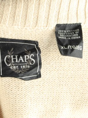 Chaps Button Neck Jumper Pullover Vintage Size XL Beige -IL2401-161016