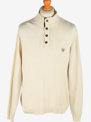 Chaps Button Neck Jumper Pullover Vintage Size L Beige -IL2402-0