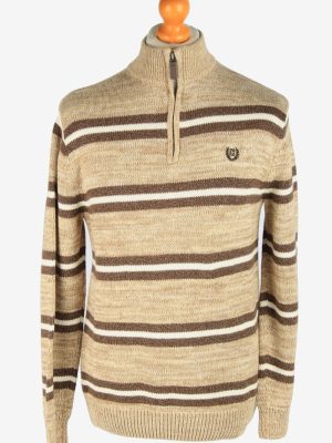 Chaps Zip Neck Jumper Pullover Vintage Size M Coffee -IL2403-0