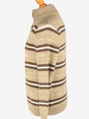 Chaps Zip Neck Jumper Pullover Vintage Size M Coffee -IL2403-161022