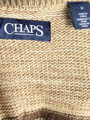 Chaps Zip Neck Jumper Pullover Vintage Size M Coffee -IL2403-161024