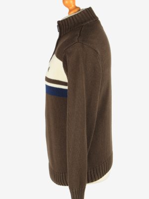 Chaps Zip Neck Jumper Pullover Vintage Size M Brown -IL2404-161026