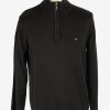 Tommy Hilfiger Zip Neck Jumper Pullover Vintage Size L Black -IL2412-0