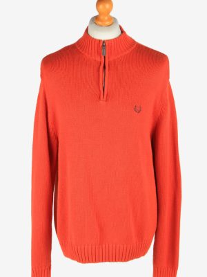 Chaps V Neck Jumper Pullover Vintage Size L Orange -IL2413-0