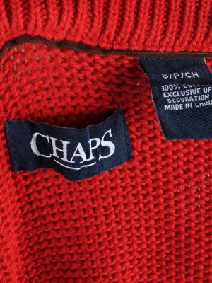 Chaps Zip Neck Jumper Pullover Vintage Size S Red -IL2415-161072
