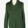 Tommy Hilfiger Button Neck Jumper Pullover Vintage Size L Green -IL2417-0