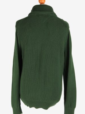 Tommy Hilfiger Button Neck Jumper Pullover Vintage Size L Green -IL2417-161079