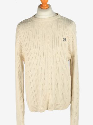 Chaps Crew Neck Jumper Pullover Vintage Size L Beige -IL2443-0