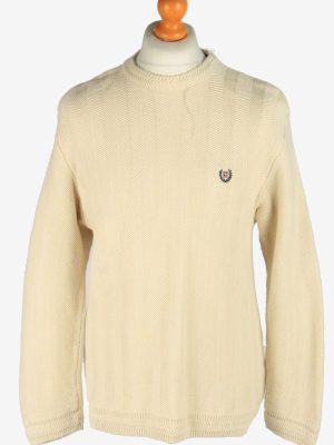 Chaps Crew Neck Jumper Pullover Vintage Size L Beige -IL2445-0