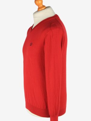 Chaps V Neck Jumper Pullover Vintage Size S Red -IL2448-161202