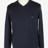 Tommy Hilfiger V Neck Jumper Pullover Vintage Size S Navy -IL2450-0