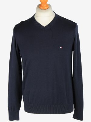Tommy Hilfiger V Neck Jumper Pullover Vintage Size S Navy -IL2450-0