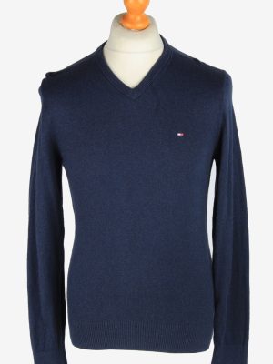 Tommy Hilfiger V Neck Jumper Pullover Vintage Size S Navy -IL2453-0