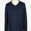 Tommy Hilfiger V Neck Jumper Pullover Vintage Size XL Navy -IL2454-0