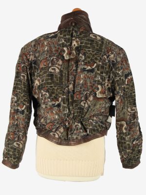 Women's Genuine Leather Jacket Button Up Vintage Size M Dark Brown C2900-160903