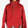 Mens Reebok Track Jacket Half Zip Hooded Vintage Size S Maroon C2942-0